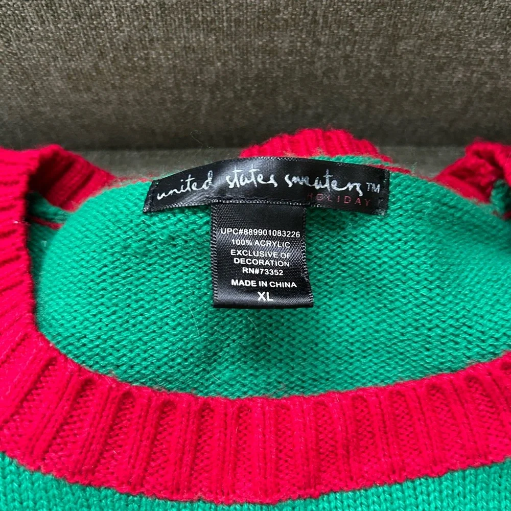 United States Sweaters Meowy Christmas Cat Sweater - Green and Red